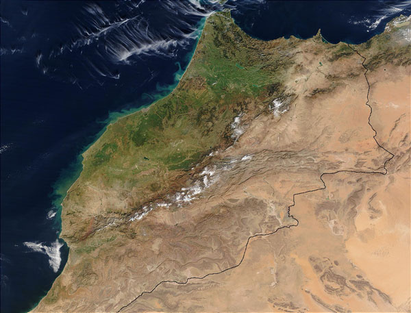 Photo satellite du Maroc